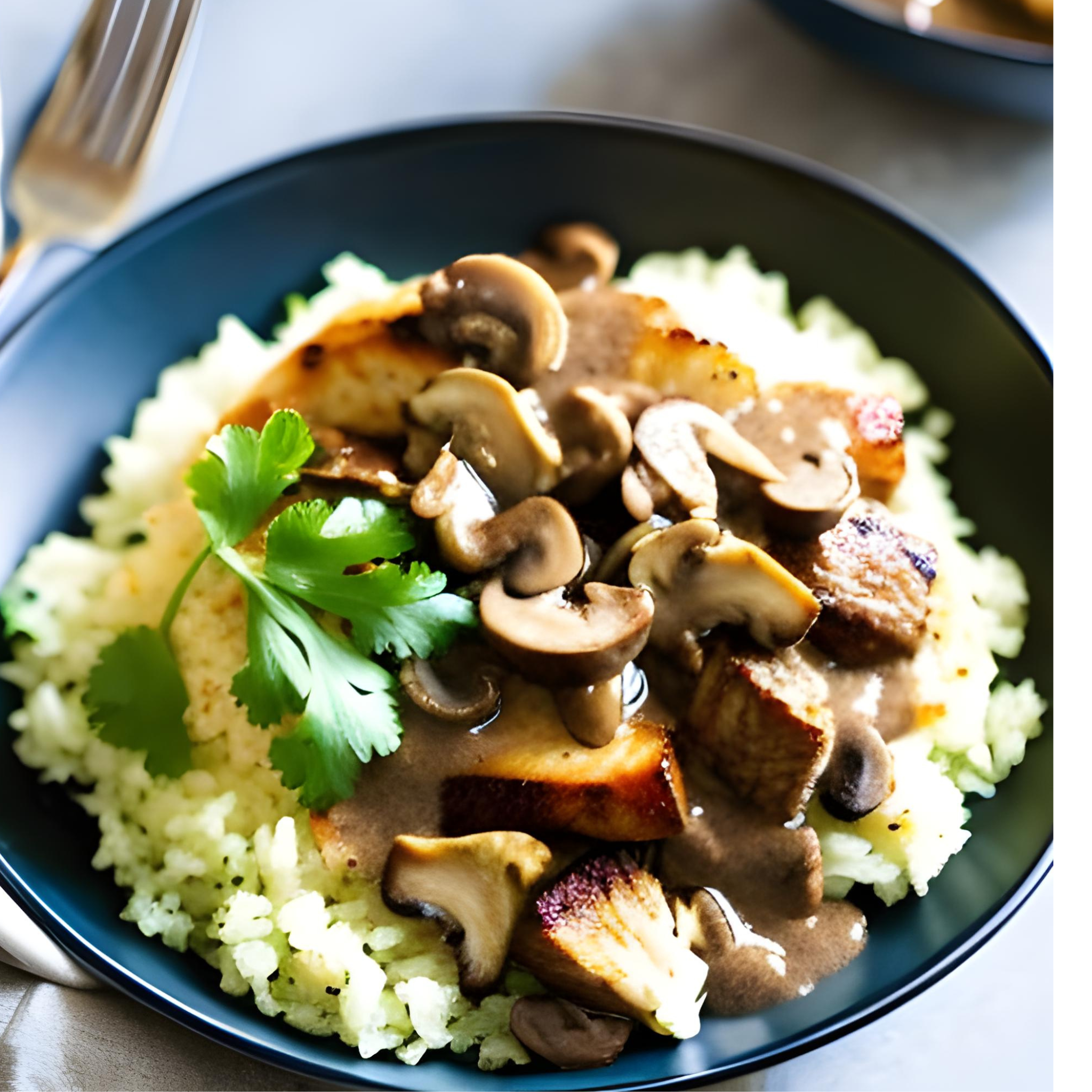 Herzhaftes Hähnchen mit Blumenkohl-Pilz-Risotto