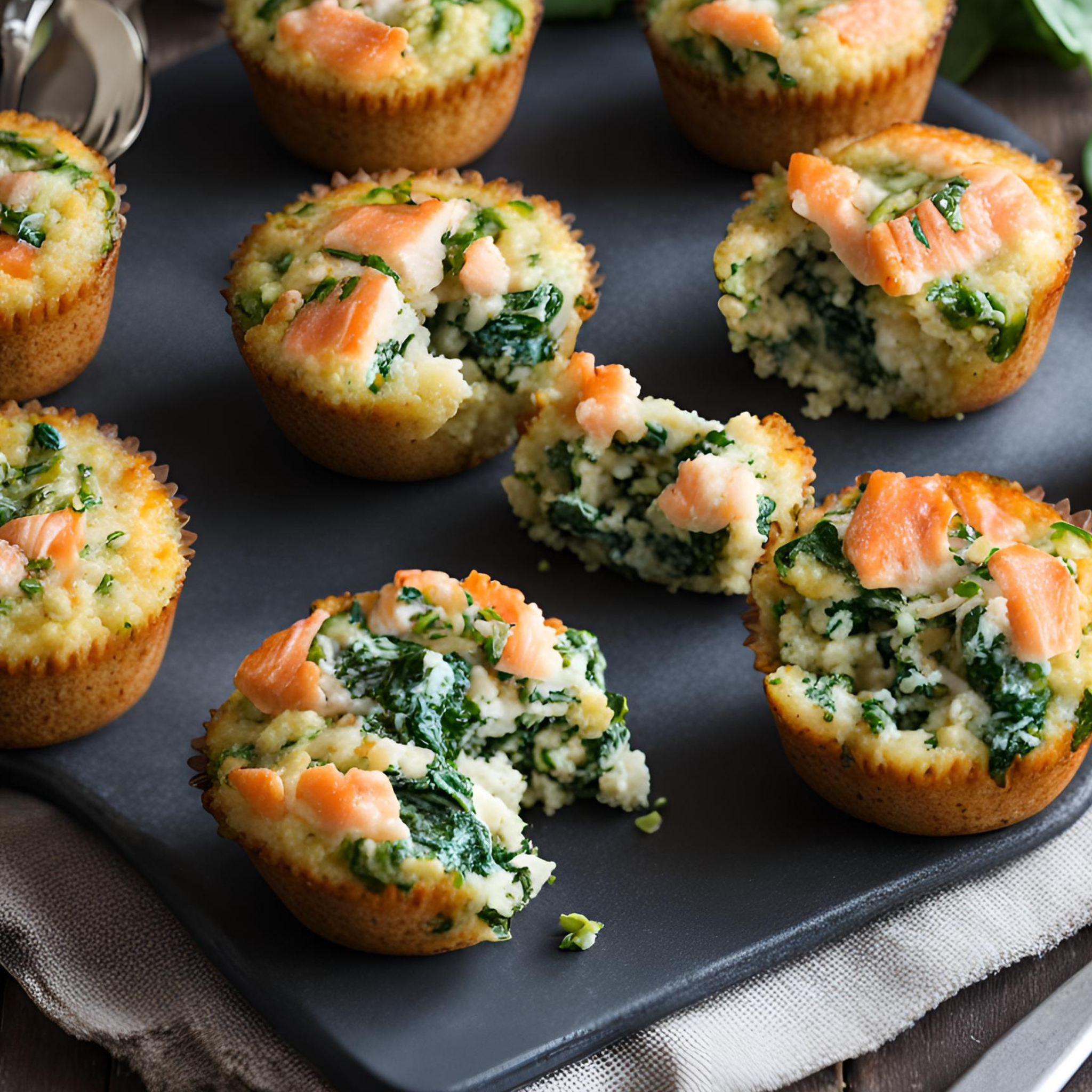 Blumenkohl-Lachs-Spinat-Muffins