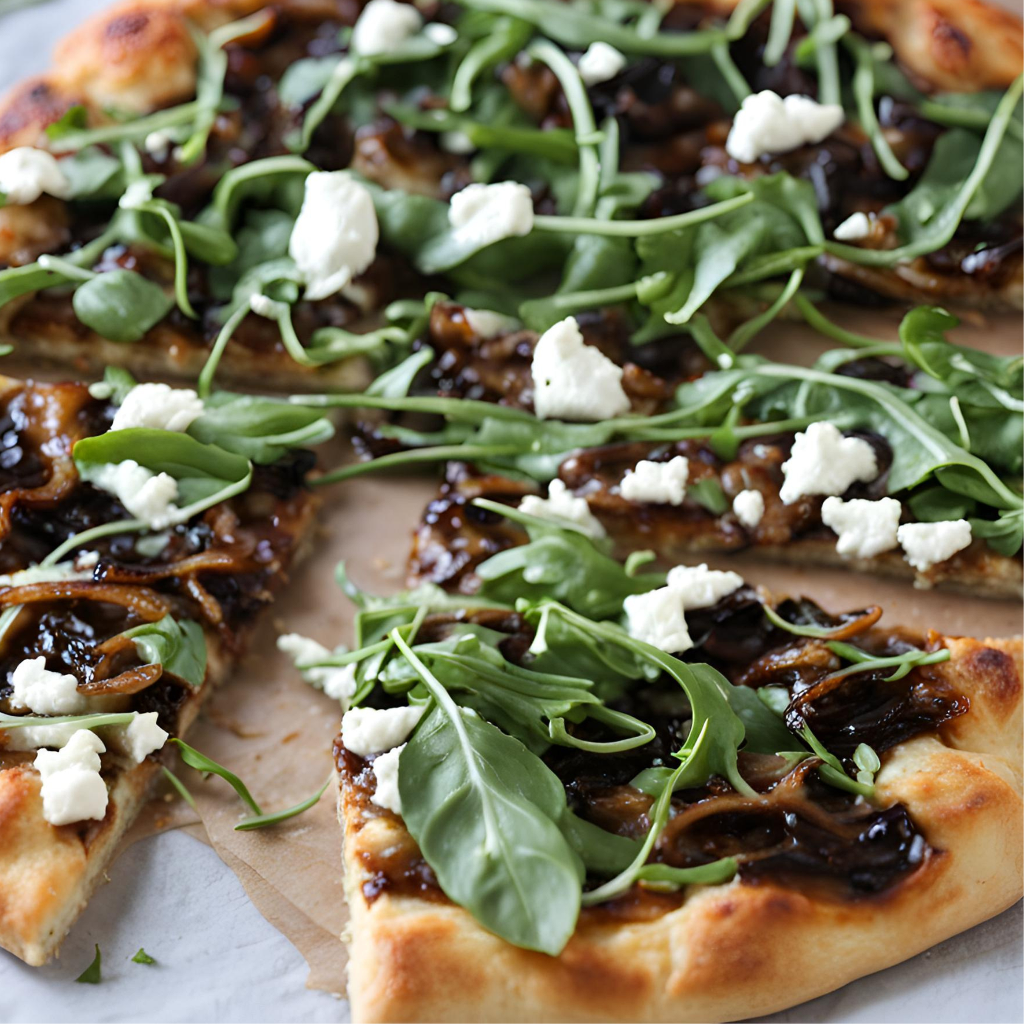 Caramelisierte Zwiebell-Galette mit cremiger Ziegenkäse-Pizza