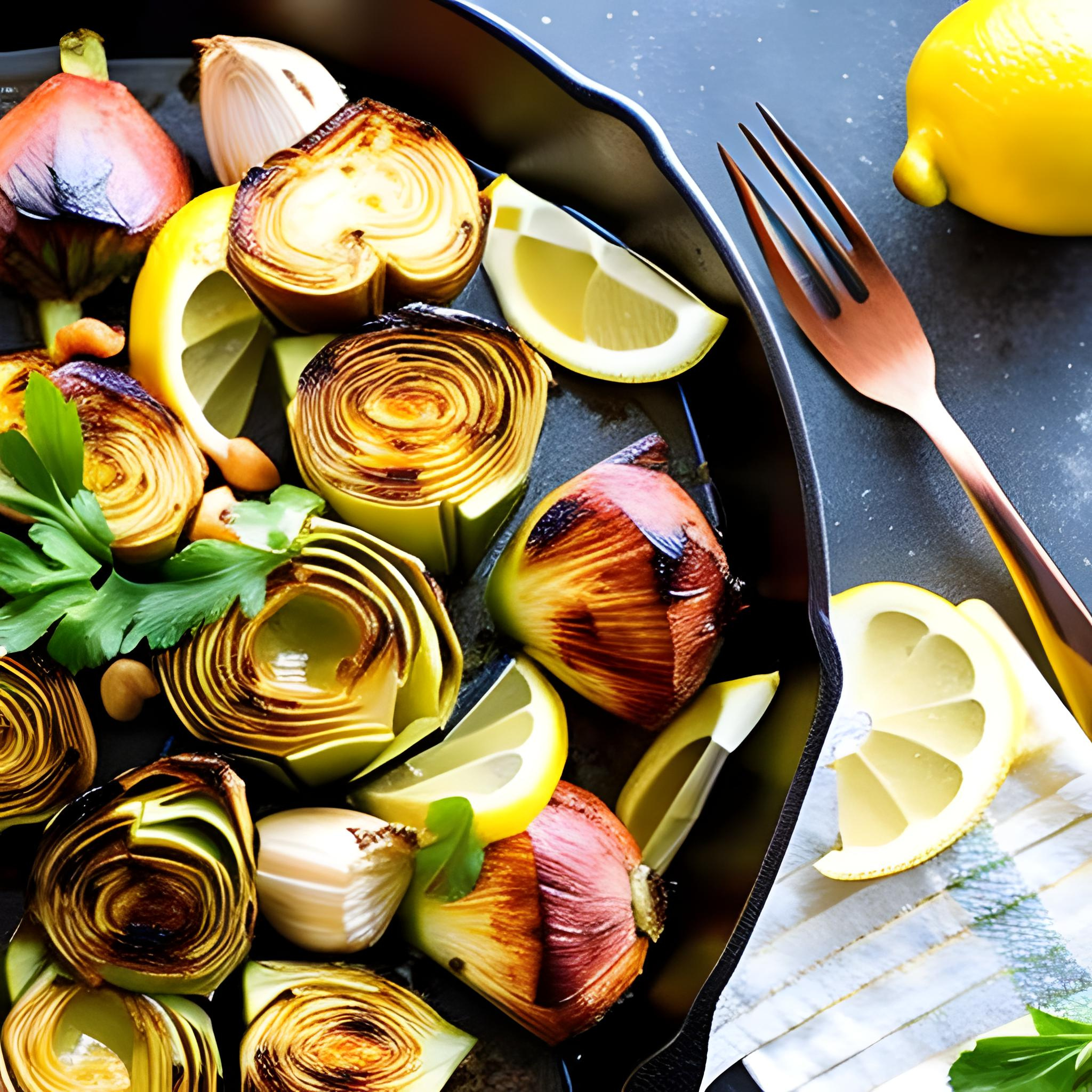 Geröstetes Artischockenvergnügen mit einer würzig-zitronigen Knoblauch-Infusion