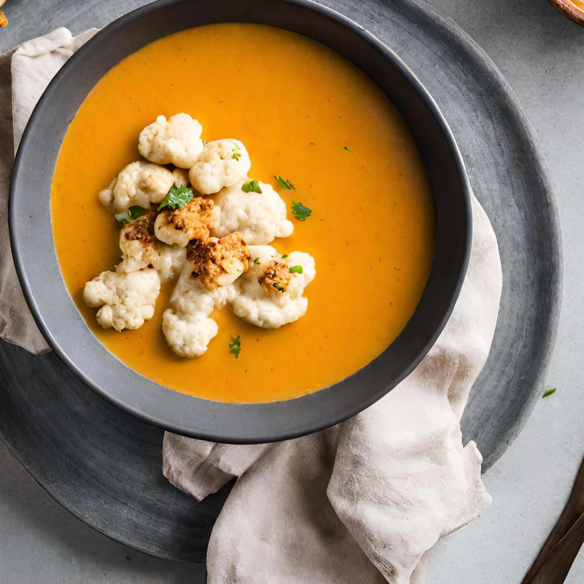 Goldene Süßkartoffel-Blumenkohl-Suppe