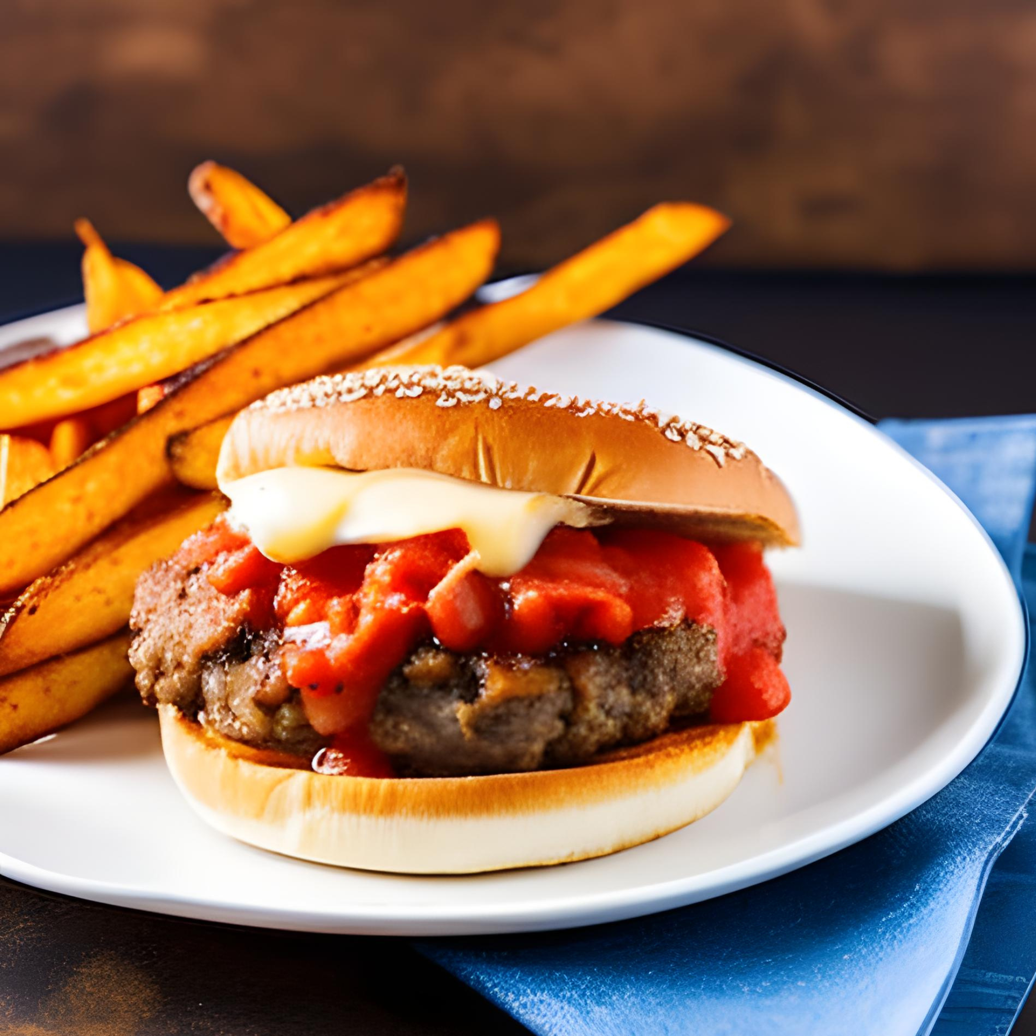 Herzhafte Fusion von Sloppy Joe Genuss mit knusprigen Süßkartoffel-Pommes