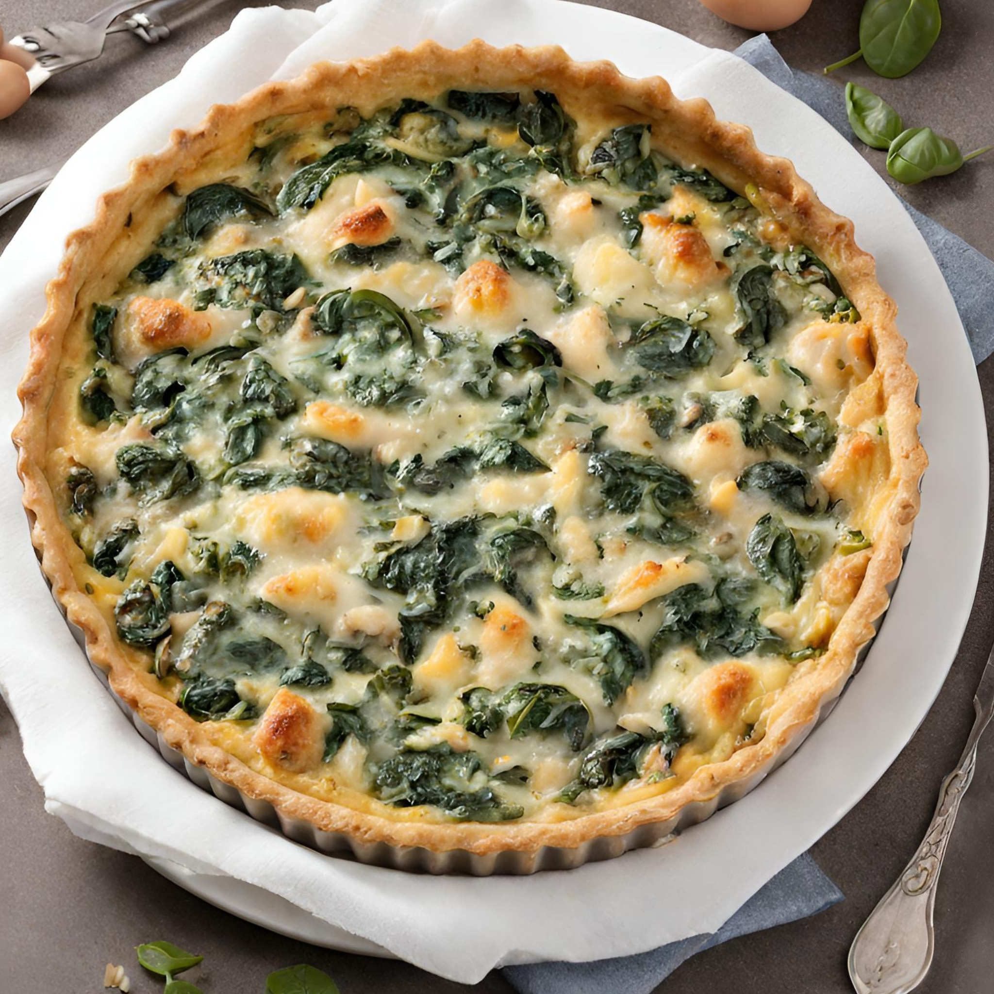 Herzhafte Spinat-Hühnchen Genuss-Quiche