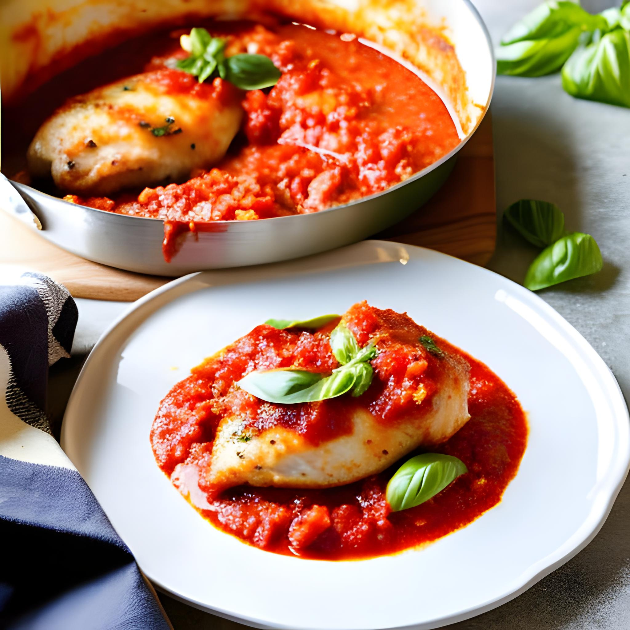 Herzhaftes Käsehähnchen mit selbstgemachter Marinara-Sauce