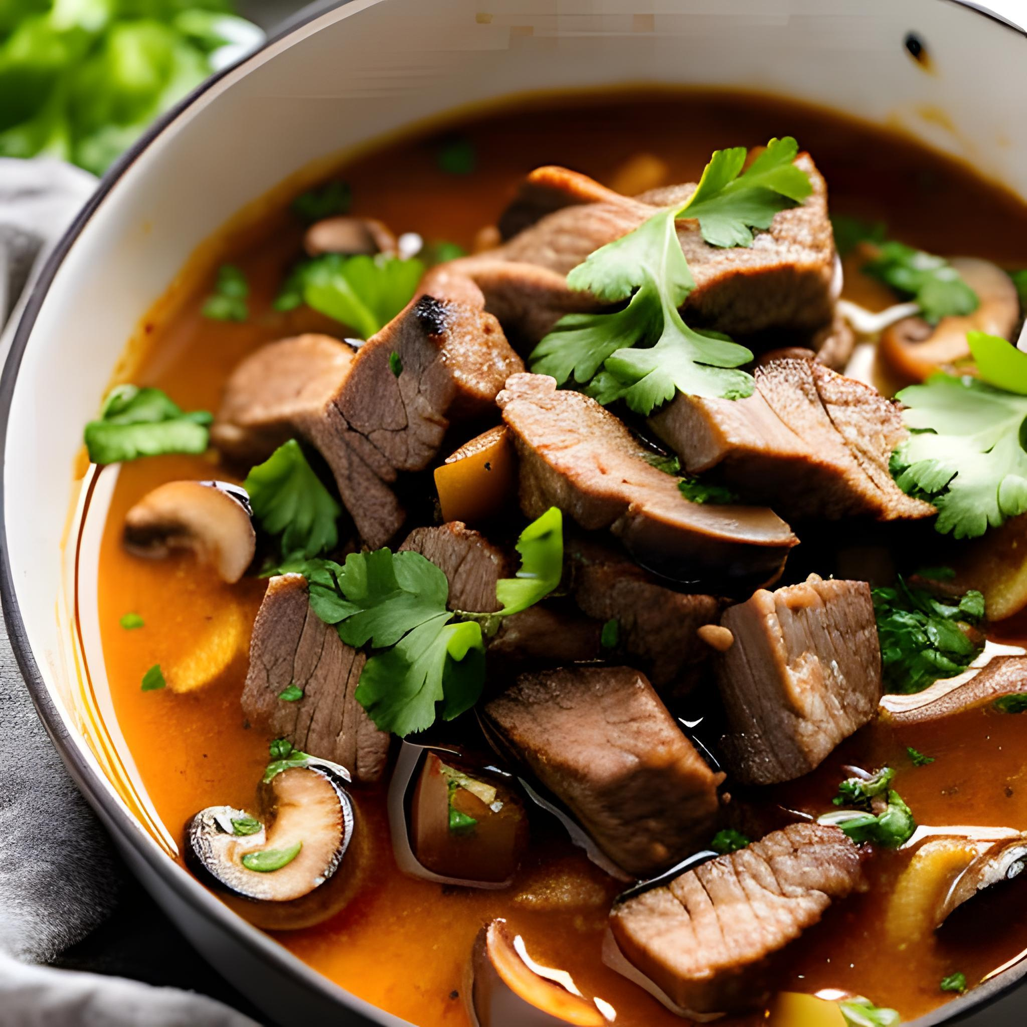 Herzhaftes Rindfleisch-Gulasch mit Pilzen