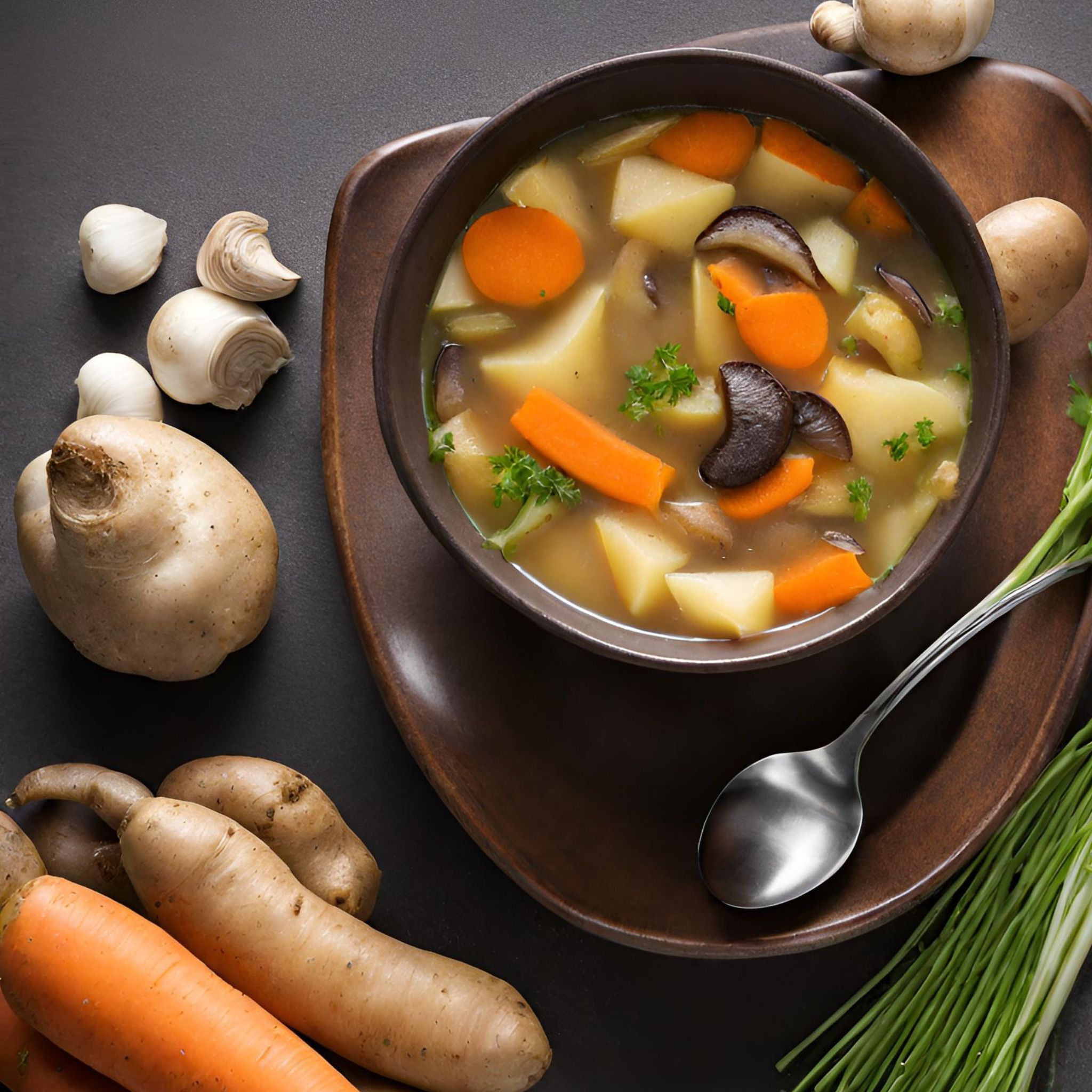 Mediterrane Gemüsesuppe mit Pilzen