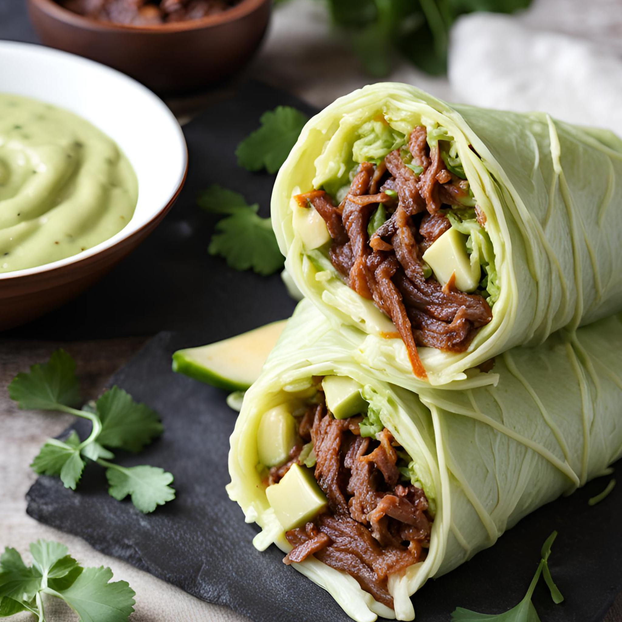 Wirsing Wrap mit Gurken Salsa