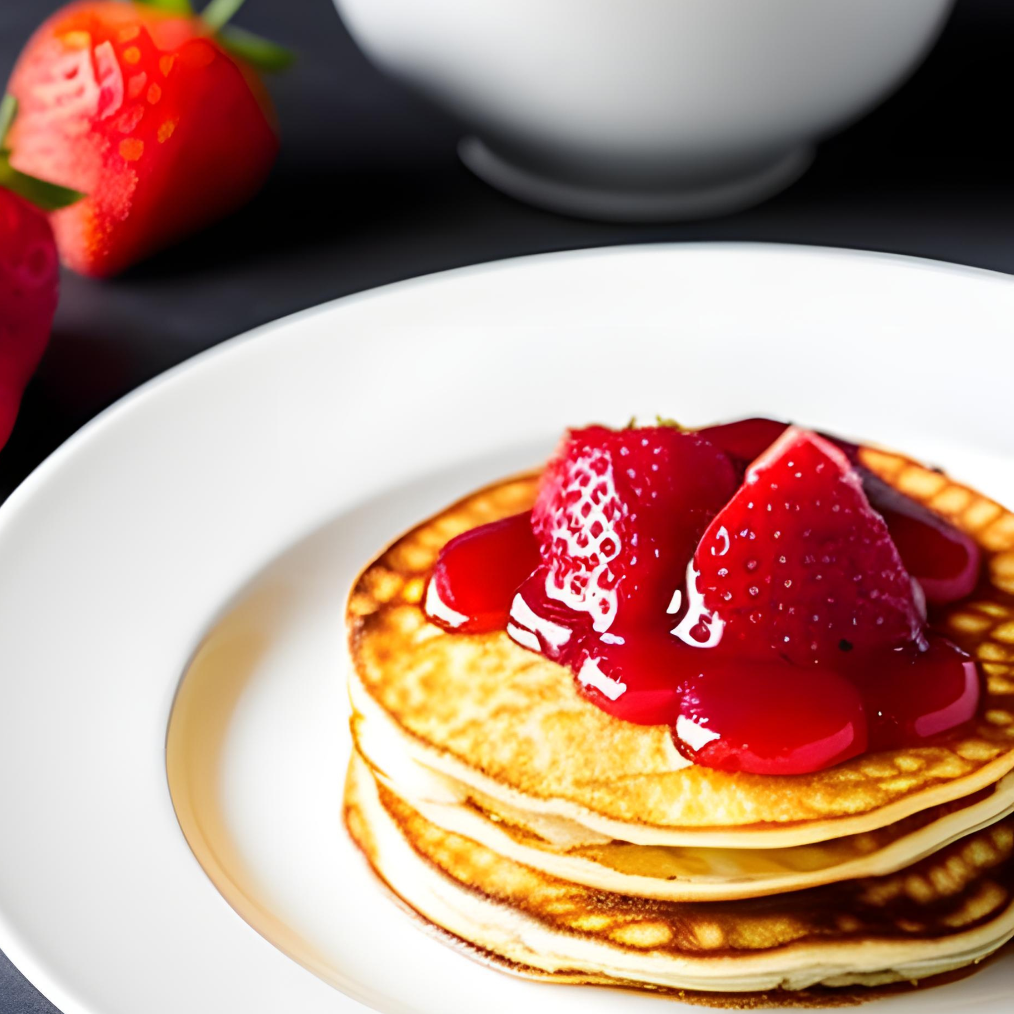 Luftige Pfannkuchen aus Maniokmehl mit Erdbeergelee