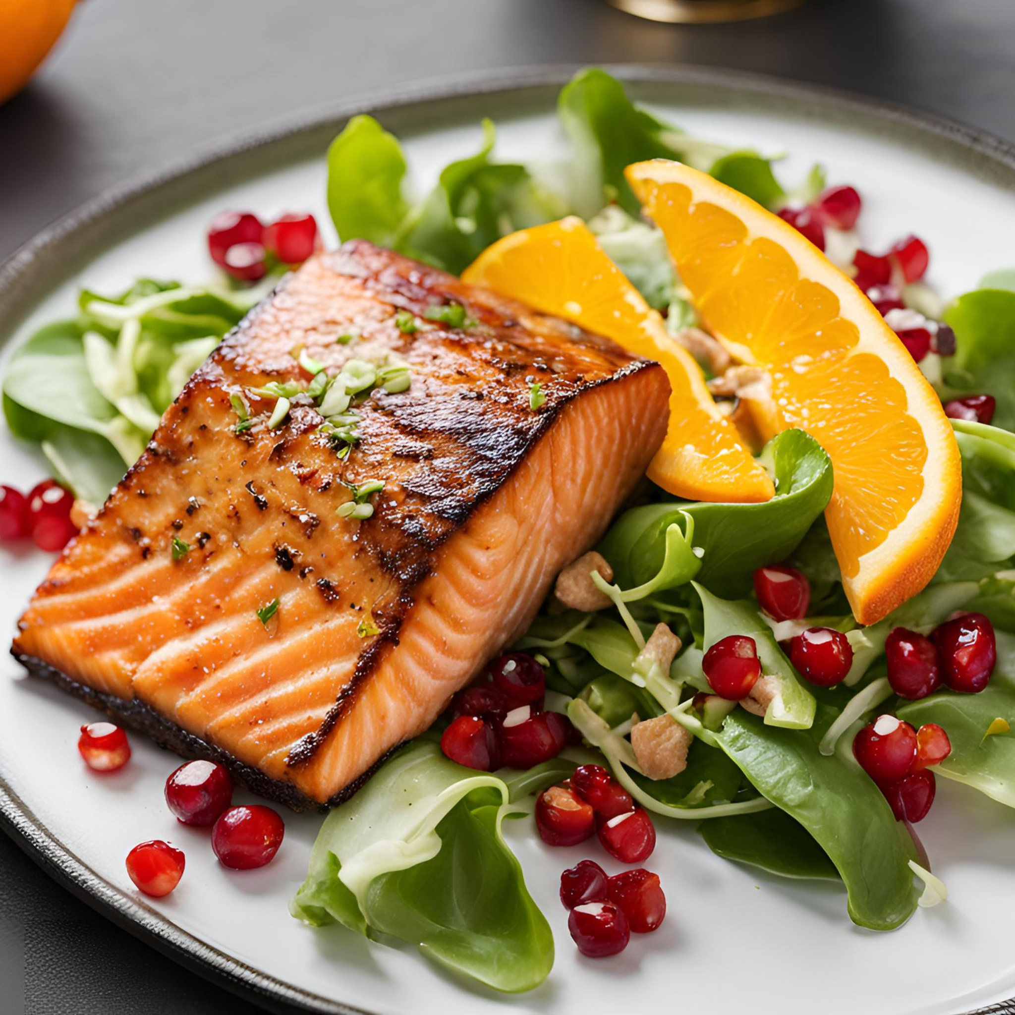 Orangen-Zimt-Lachs mit Feldsalat