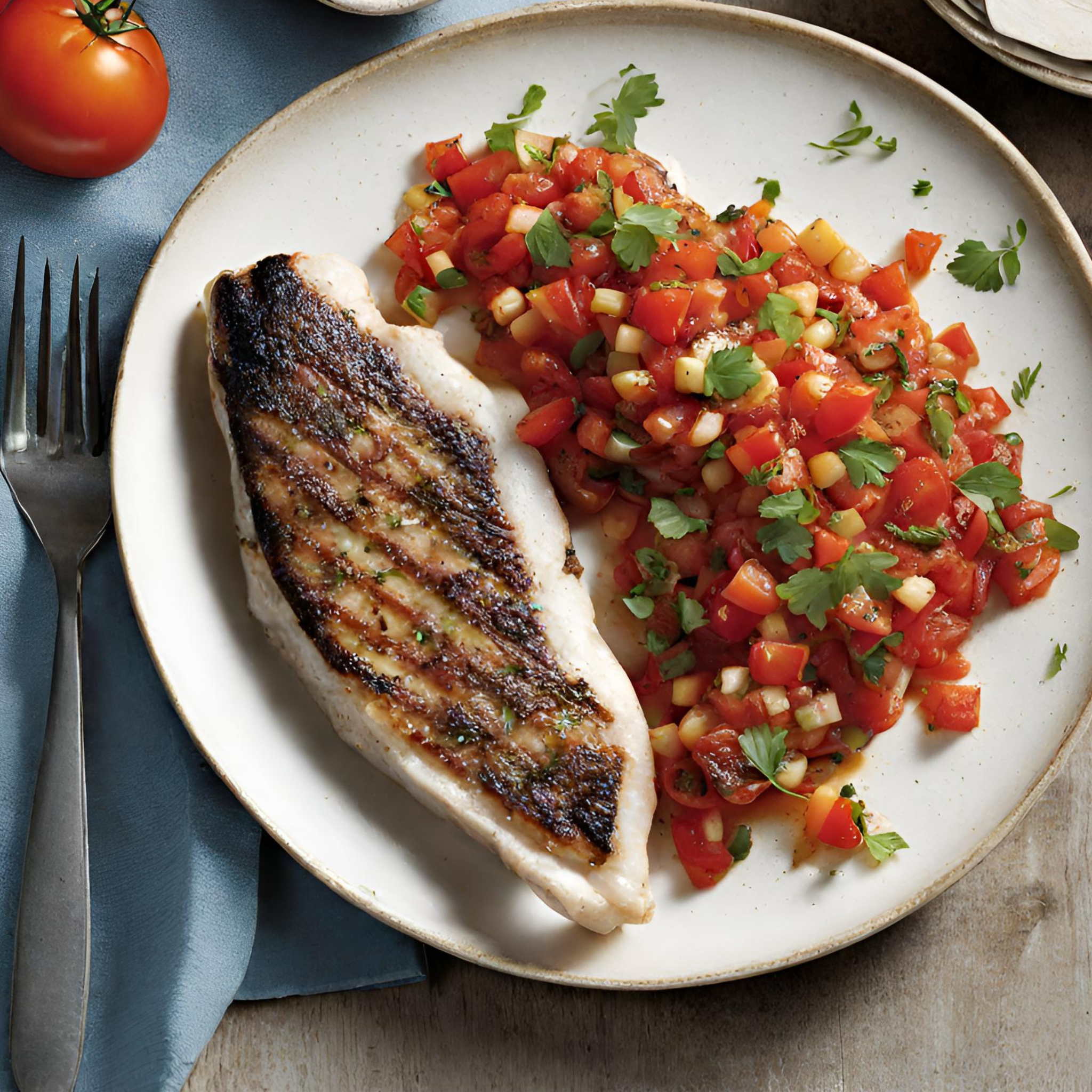 Seelachs-Steaks mit Tomaten-Salsa