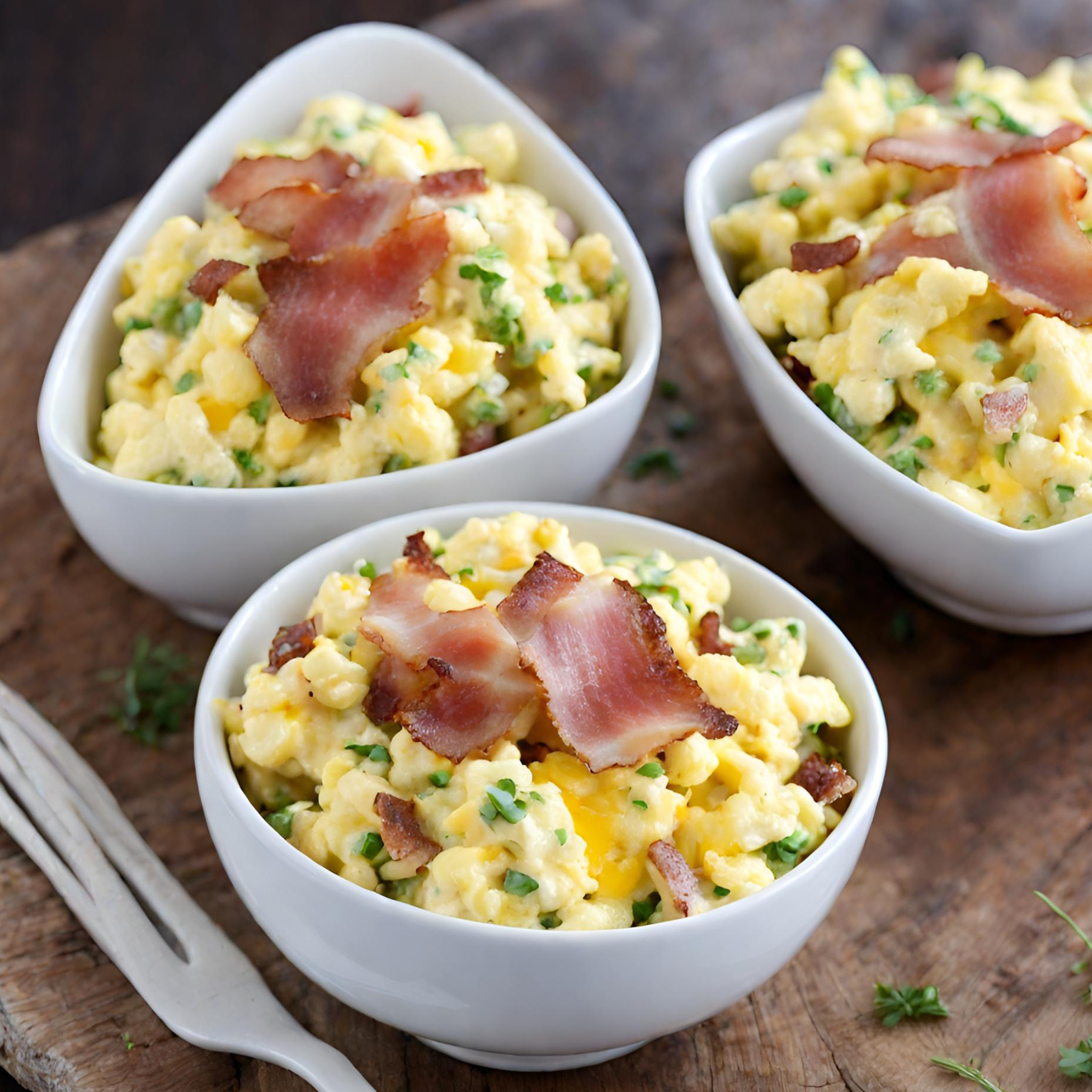 Eiersalat mit Schinkenspeck