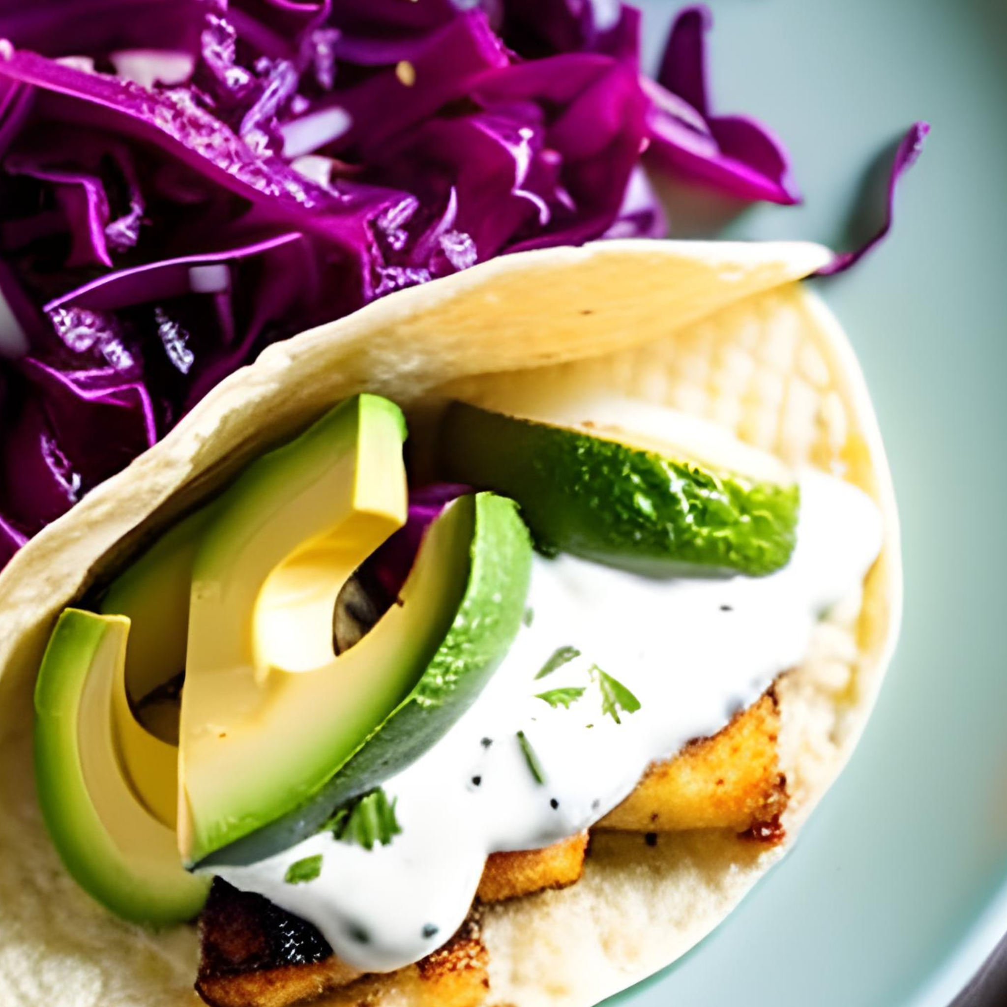 Würzige Limetten-Kabeljau-Tacos mit cremigem Avocado-Krautsalat